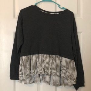 Cropped Sweater with Flannel Bottom